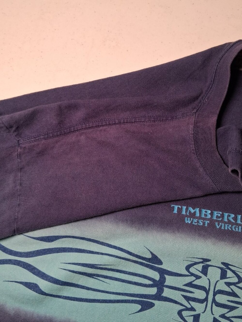 Vintage Y2K Timberline West Virginia Shirt XL Blue Tie Dye Ski Resort Snowboard - Picture 10 of 16